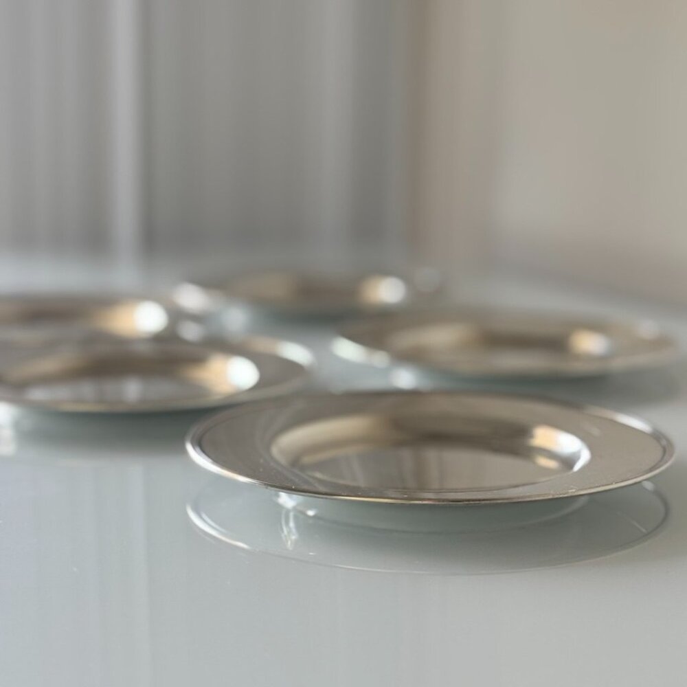SET of 5 Antique Gorham Sterling Silver Bread Plates 6.5" A5750 Monogrammed